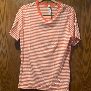 Medium White and Orange striped Lululemon Shirt